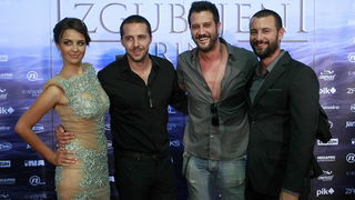 Zagreb, 260612.
Kaptol centar.
Veceras je u Cineplexxu odrzana premjiera filma Larin izbor – zgubljeni princ. 
Na fotografiji: Doris Pincic, Filip Juricic, Mladen Vulic i Ivan Herceg.
Foto: Ronald Gorsic / CROPIX