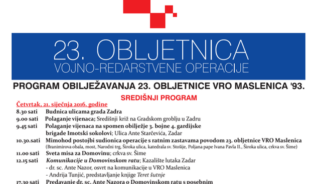 Program 23. obljetnice VRO Maslenica