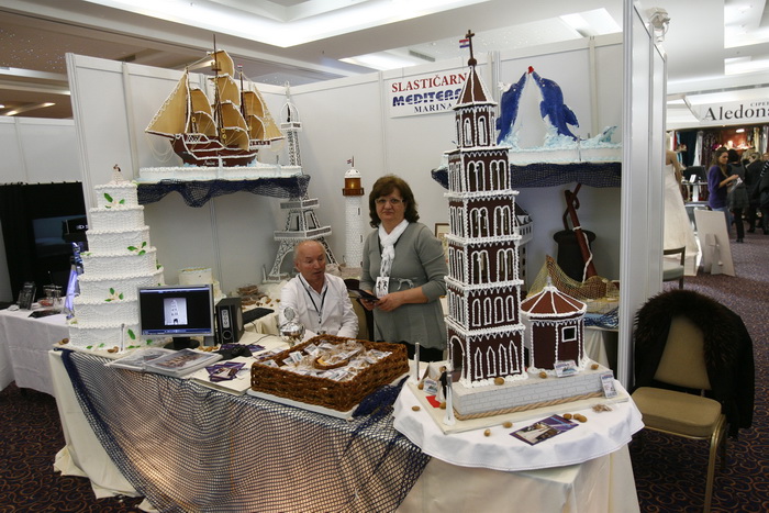 Split, 190211. 
Sajam vjencanja u hotelu Le Meridien Lav.
Na fotografiji: krokant iz slasticarnice Mediteran.
Foto: Vladimir Dugandzic / CROPIX