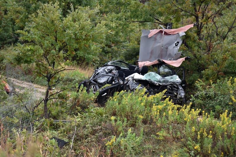 Jutros oko 9:30 na autocesti A1 kod cvoza Zadar1 dogodila se teska prometna nesreca u kojoj je smrtno stradala jedna osoba. Photo: Dino Stanin/PIXSELL