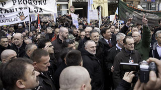 Zadarski branitelji na prosvjedu u Zagrebu 26. veljace 2011, Foto: Leo Banic Zadarski branitelji na prosvjedu u Zagrebu 26. veljace 2011, Foto: Leo Banic
